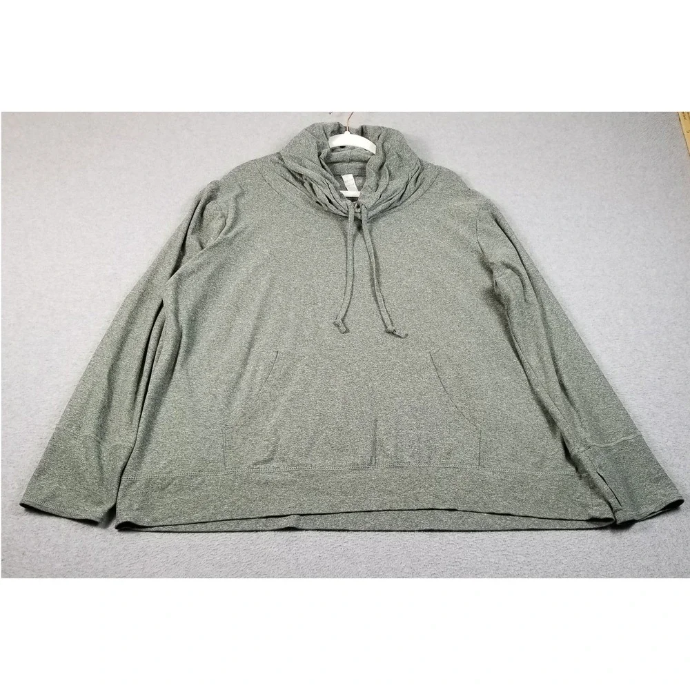 Balance Collection Hoodie Womens 2X Plus Green Cowl Neck Pullover Stretch Active - Picture 1 of 14